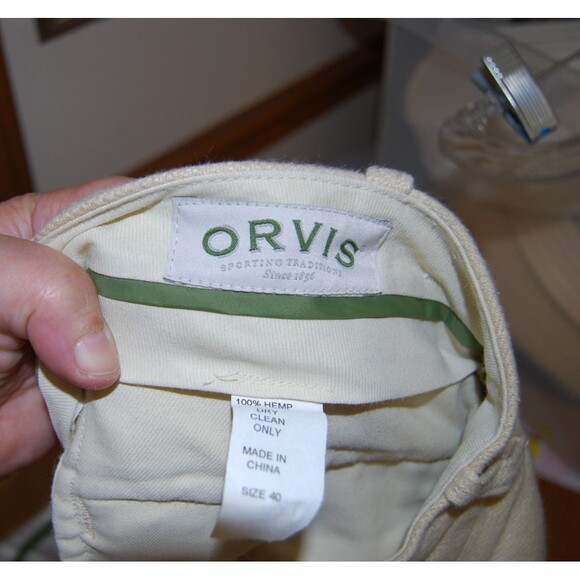 Vintage Orvis Mens Trouser 100% Hemp 40x30 with cuff - Picture 9 of 10